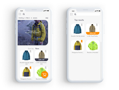 Outfitter Retail Search app design illustration ui vector