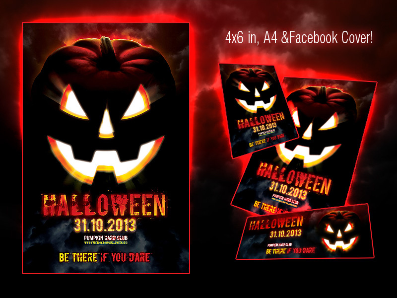 Halloween Scary Flyer halloween scary flyer jack lantern autumn horror party pumpkin spooky trick treat