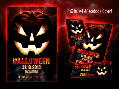 Halloween Scary Flyer autumn flyer halloween horror jack lantern party pumpkin scary spooky treat trick