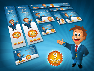Business Mascot Web Banner Set advertising banner banners business campaign leaderboard marketing mascot online set skyscraper web