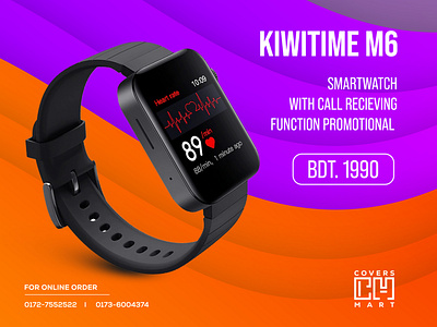 Orange color Smart watch Brand Product Social Media Post Banner