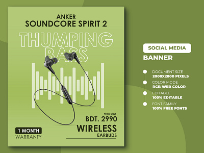 Earphone - Social Media Banner Templates banner banners branding gadgets social media banner social media banner design ideas social media banner designer social media banner examples social media banner ideas social media banner post social media banner size social media banners sizes typography