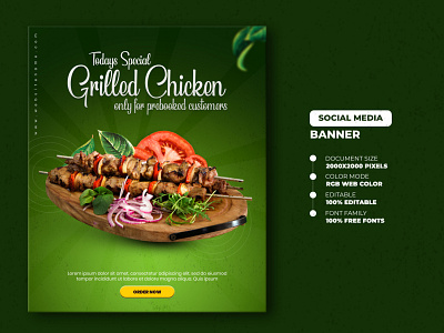 Food social media promotion banner and instagram post design tem