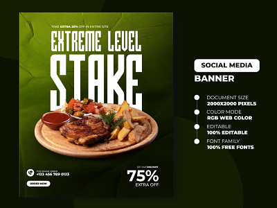 Food social media banner post template | Food Web Banner