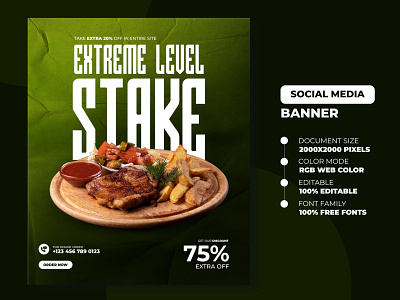 Food social media banner post template | Food Web Banner ads ads banner banner banner download banner templates banners branding design food banner free banner download resturant banner social social media banner stake banner typography web banner