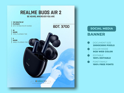 Realme Buds Air 2 Earphone Social Media Banner Templates