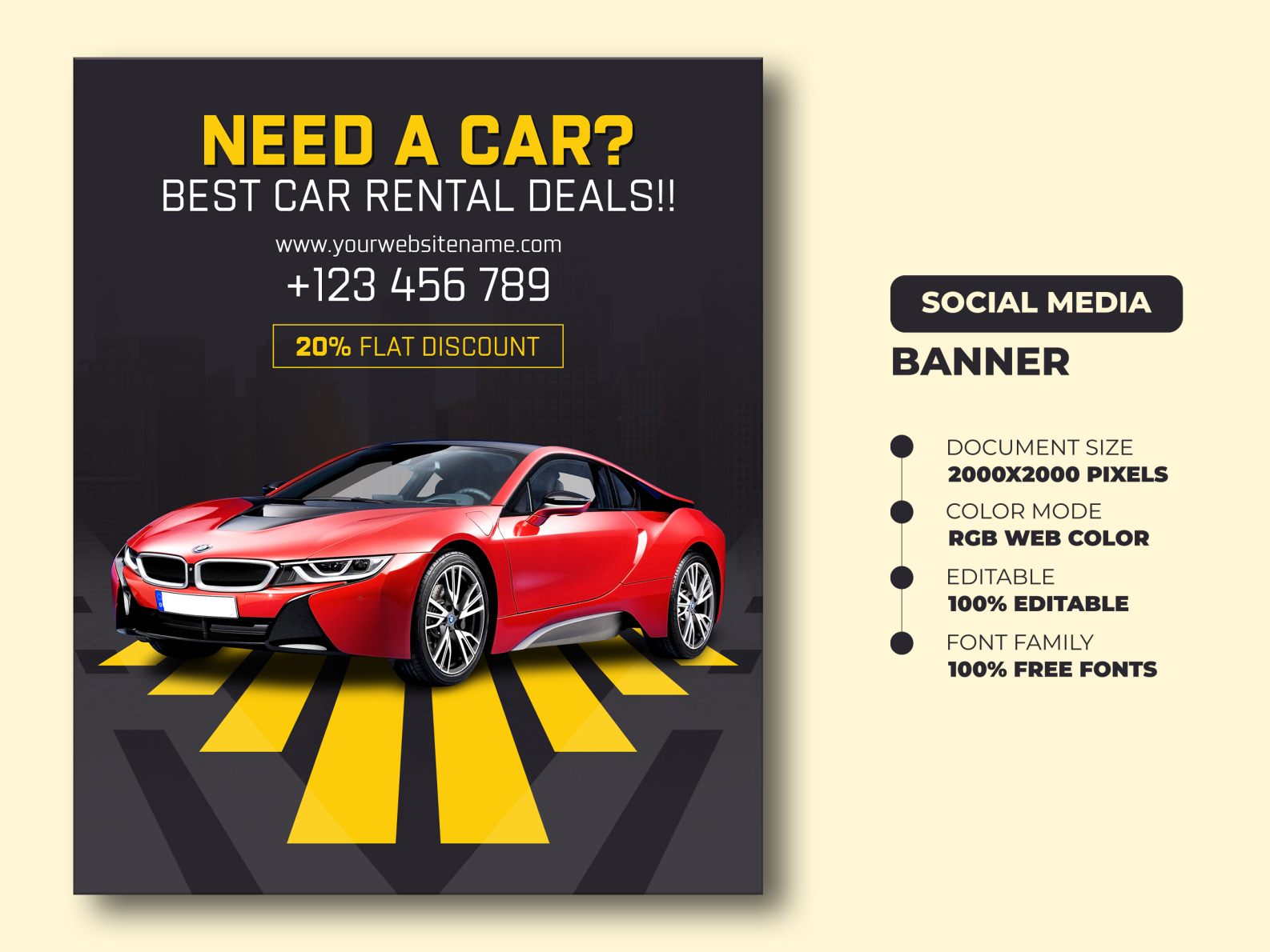 Car Rent Social Media Banner Templates | Car Rent Flyer template by 