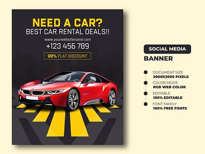 Car Rent Social Media Banner Templates | Car Rent Flyer template