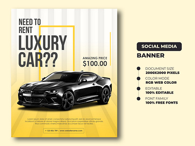 Car Rent Social Media Banner Templates | Car Rent Flyer template