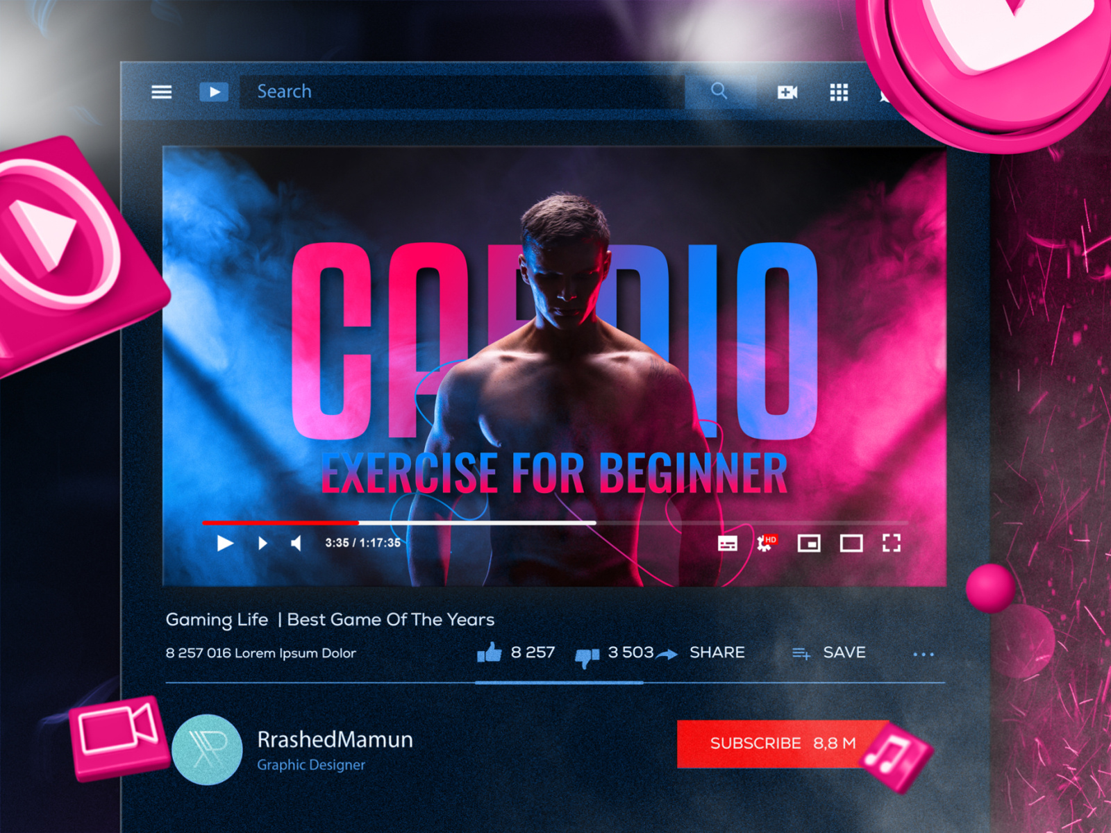 Youtube Thumnail Design | Gym Web Banner Design by rebrandoo on Dribbble