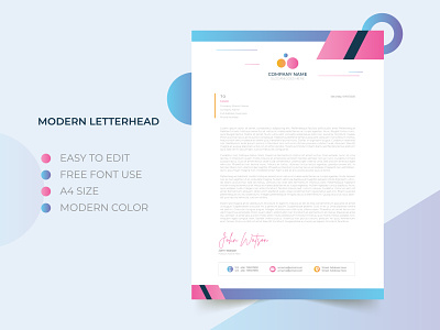 Professional and modern corporate letterhead template a4