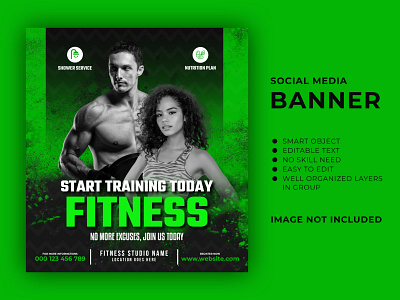 Gym Fitness Social Media Banner Template