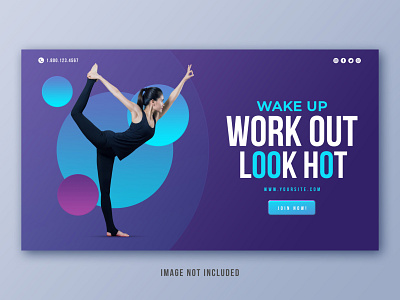 Yoga Fitness Landing Page Design banner banners header landing page social media banner web banner web ui website design yoga