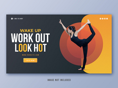 Yoga Fitness Web Banner Template 3d animation banner banners branding design graphic design illustration logo motion graphics social social media banner ui web banner