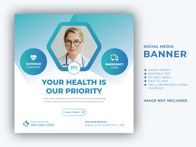 Medical Healthcare Social Media Flyer Template