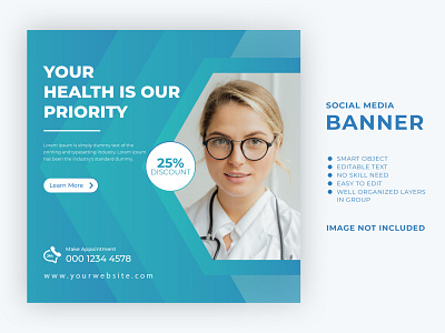 Medical Social Media Banner Template , Medical Flyer ads ads banner banner banners branding corporte flyer design flyer flyer design healthcare media medical social social media banner squre flyer web banner