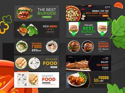 Web Banner banner banners branding food food app food banner logo resturent banner social social media banner typography web web banner website website banner