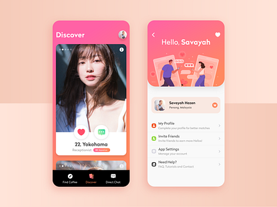 Dating Mobile App - UI Concept app clean couple dating dating app design discover flat friend illustration ios app love matches minimal tinder ui ux