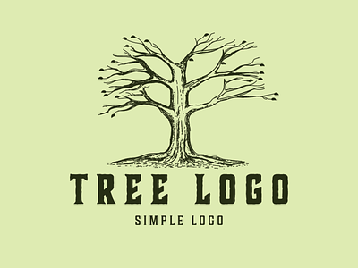 tree logo drawing hand drawn retro tree vitange