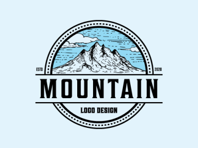 mountain logo hand drawn handmade retro vitange
