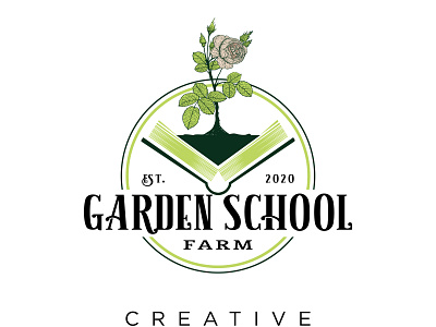 GARDEN SCHOOL LOGO book garden hand drawn icon illustration logo retro scool vector vitange