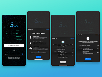 Since app ios ios app log in mobile app mobile app design sign in signup sso ux ui