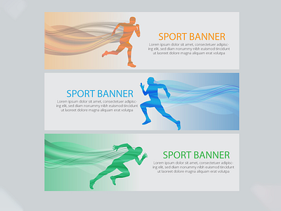 Sport banners with runners and waves Free Vector bannerabstract health waves sports