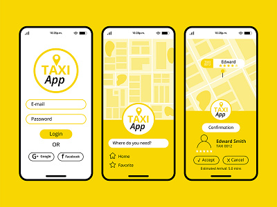 Interface of taxi app concept Free Vector