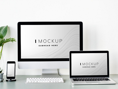 Set of digital devices screen mockup