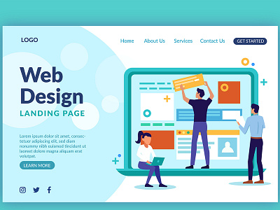 Web design landing page template Free Vector