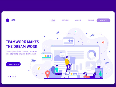 Professional teamwork landing page Free Vector