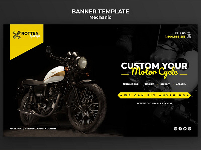 Banner template for motorcycle repair shop