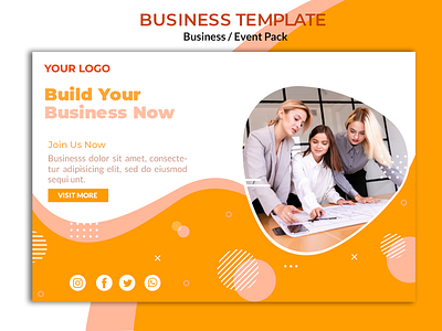 Businees template design with business team Free Psd