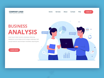 Flat business landing page template