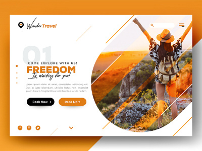 Travel landing page template with photo template