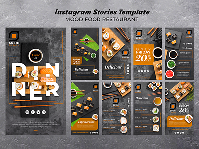 Moody food restaurant instagram stories Free Psd