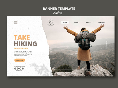 Hiking concept Banner Template Design