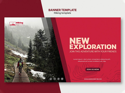 Hiking concept Banner Template Design