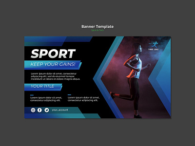 Sport tech concept banner template mockup template