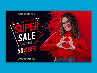 mordern super sale banner with out red paint brush