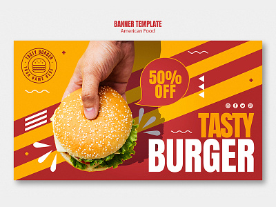 Burger American Food Banner template