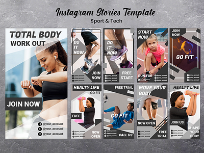 Total body workout social media template Free media