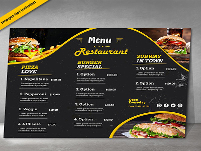 Menu Concept For New Fast Food Restaurants brochure burger fast food flyer italian menu photoshop pizza restaurant sub subway. menu design