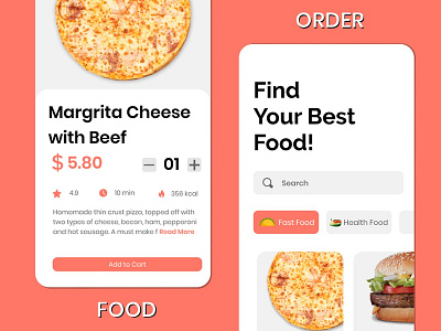 Food Ordering App app burger cheese pizza concept food