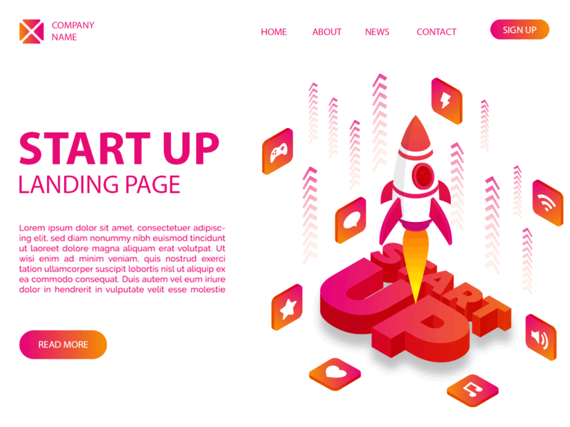 start up landing page