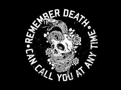 Remember Death Skull clothing brand design for sale hand lettering icon illustration logo skull skull art snake logo typography vector
