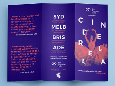 The Australian Ballet Cinderella DL Brochure brochure design brochure layout dl flyer duotone minimal pantone typography ultra violet