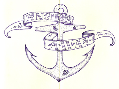 Anchor Away illustration lettering moleskine typography