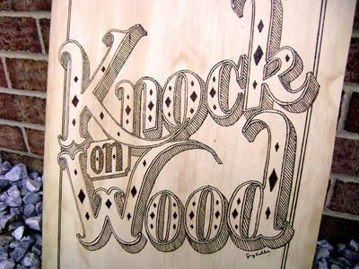 Knock On Wood illustration lettering typography wood burning