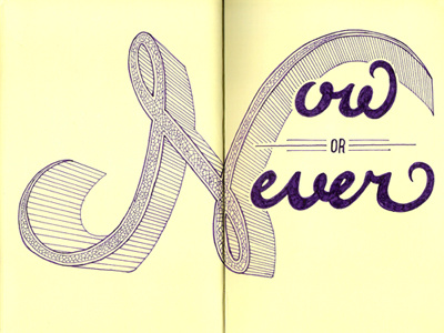 Now or Never illustration lettering moleskine typography